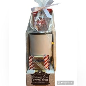 NWT Ghirardelli stainless steel white travel mug & Cocoa / chocolate gift set
F